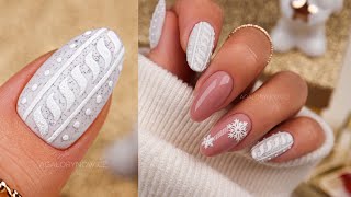 Sweterek na paznokciach krok po kroku  Zimowe paznokcie  Easy winter nail art tutorial [upl. by Mcknight325]