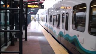 Seattle Sound Transit Central Link Light Rail Trains Arriving and Departing Stadium [upl. by Ahsinev]