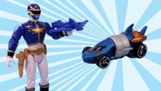 Power Rangers Megaforce Blue Ranger Action Figure and Hot Wheels Zord [upl. by Petr517]