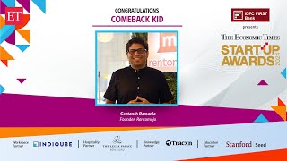 ET Startup Awards Geetansh Bamania Founder of Rentomojo named the Comeback Kid [upl. by Aioj]