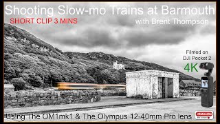 SlowMotion of a Train at Barmouth sea front with the OM1mk1 and the Olympus 1240mm f28 pro lens [upl. by Yelahs]