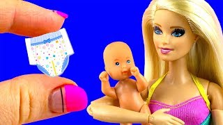 DIY Miniature Barbie Dollhouse Nursery Room Lamp Baby bed etc [upl. by Bordie962]