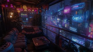 🎵 Cyberpunk Ambience for Insomnia Relief Mystical Balcony Rain to Soothe You into Sleep 🧘‍♂️ [upl. by Llemert]