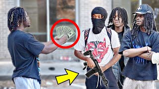 Flashing 100000 In The Hood Prank GONE WRONG [upl. by Ulberto]