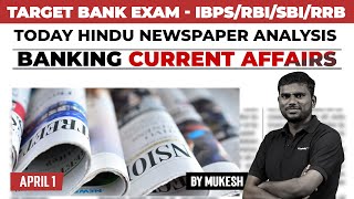 Banking Current Affairs  IBPSRBISBIRRB 2024  April 1 Current Affairs  Mukesh [upl. by Htenay]