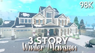 3 Story Winter Family Mansion 98K  Welcome to Bloxburg  Exterior  Speedbuild  House Layout [upl. by Sewell680]