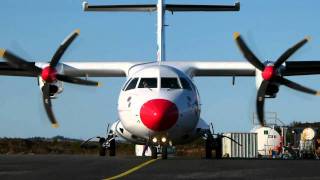 DAT ATR42 Startup and landing at Stord Airport Feb 2011 [upl. by Batholomew333]