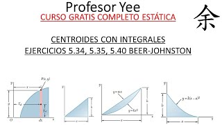 Centroides con integrales Ejercicios 534 535 y 540 Beerjohnston Profesor Yee [upl. by Nelleeus953]