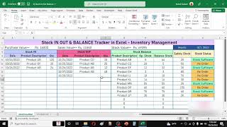 Inventory Control Template in Excel  Stock In Out Balance and Re Order [upl. by Morie]