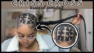 Criss Cross Rubber Band Hair Style  Extended Braided Ponytail [upl. by Gwenora]