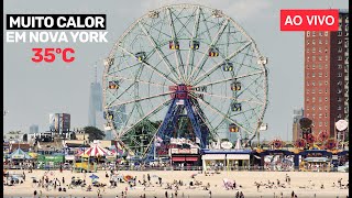 🔴 Nova York ao vivo Muito calor na praia de Coney Island em Nova York [upl. by Assek]