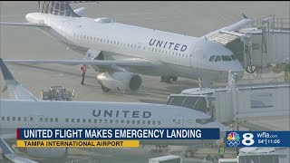 United Airlines flight makes emergency landing in Tampa after door indicator light turns on [upl. by Kane649]