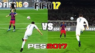 FIFA 17 vs PES 17 Long Shots Finesse Shots Lobs [upl. by Acissehc]