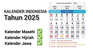 Kalender Masehi Hijriah Jawa Tahun 2025  Kalender Indonesia [upl. by Eimor]