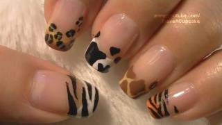 Animal Prints Nail Art Tutorial  Arte para las uñas con dibujos de manchas de animales [upl. by Aubrey807]