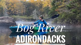 Kayaking the remote Adirondack backcountry The Bog River in 4k Tupper Lake NY Sunrise mist [upl. by Rika]