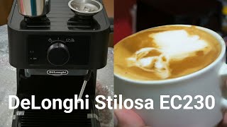 Unboxing dan testing mesin kopi espresso Delonghi Stilosa EC230BK daya rendah 1100 watt [upl. by Mur]