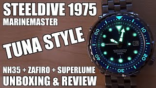 Steeldive SD1975 Tuna❤️ Reloj automático de buceo con NH35 y Zafiro UNBOXING amp REVIEW en Español [upl. by Ahtibbat]