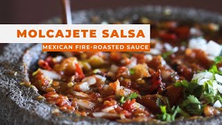 MOLCAJETE SALSA  How To Make Easy Roasted Mexican Sauce [upl. by Vergne]