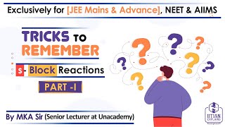 Tricks to Remember sBlock Reactions  Part1  Jee Mains  Advance  NEET BITSAT  AIIMS [upl. by Ettevram44]