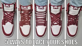 5 WAYS TO LACE UP YOUR JORDAN 1  Laces Styles [upl. by Alleras]