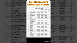 List of Holidays for the Calendar Year 2025 [upl. by Aihsile944]