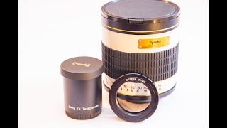 OPTEKA 500MM F63 MIRROR LENS WITH 2X TELECONVERTER 1000MM UNBOXING AND TEST WITH PENTAX K70 SLR [upl. by Palla]