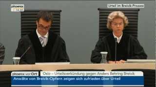 Urteilsverkündung gegen Anders Breivik vom 24082012 [upl. by Anaeed]