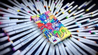 100 MARKER CHALLENGE in smallest sketchbook giveaway [upl. by Annaitat646]