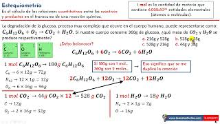 Estequiometría  Ejercicios Resueltos La degradación de la glucosa proceso muy complejo que ocurre [upl. by Ransome155]