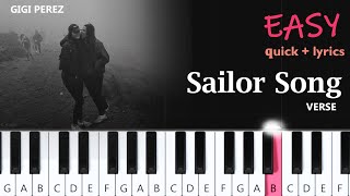 Gigi Perez  Sailor Song  VERSE  EASY PIANO TUTORIAL [upl. by Acinnor]