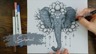 Coloring an elephant  adult coloring pages  Soul Coloring coloringpages coloring coloringbook [upl. by Bonnes467]