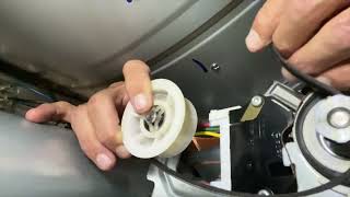 How to attach the drum belt to pulley and motor on Samsung Dryer [upl. by Abbotson]