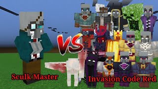 Sculk Master vs Invasion Code Red Bosses  Minecraft Mob Battle [upl. by Ashok]