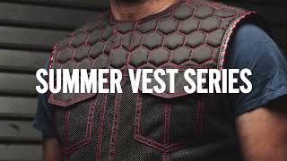 Summer Moto Vest Series FirstMFGCo newarrivals leathervest ridewithfirst MotoGear summervest [upl. by Yraht229]