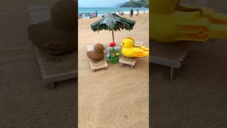 Sand Ducks on the Sun Loungers on the Beach 🦆🦆 shorts funny cute relaxing beach [upl. by Rhine]