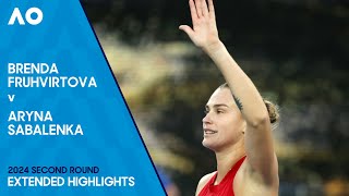 Brenda Fruhvirtova v Aryna Sabalenka Extended Highlights  Australian Open 2024 Second Round [upl. by Marbut]