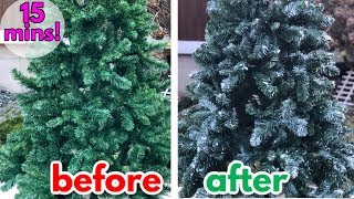 How to Flock a Christmas Tree with Spray Paint DIY Snowy Christmas Tree Permanent Flocking Spray [upl. by Gunning]