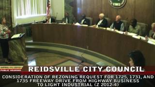 April 11 2012  Reidsville City Council Meeting [upl. by Yug]