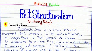 Post structuralism  A literary theory ENG205 4thsememster pu [upl. by Ignace]