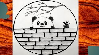 Easy circle drawing☺️with panda🐼 scachingandartchannel [upl. by Valencia]