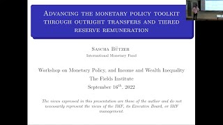 Advancing the Monetary Policy Toolkit through Outright Transfers and Tiered Reserve Remuneration [upl. by Schlessel]