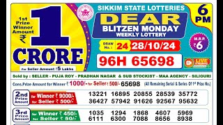 LIVE Lottery Sambsd 6pm 28102024 Result  Sikkim State Lottery [upl. by Nats525]