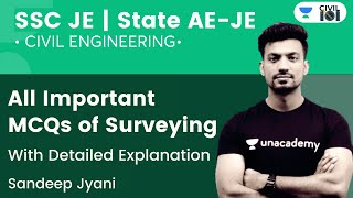 All Important MCQs of Surveying  SSC JE  State AEJE  Sandeep Jyani  Civil 101 [upl. by Jarrod997]