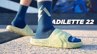 Adidas ADILETTE 22 Slides Review YEEZY Slide Rip Off [upl. by Tenneb]