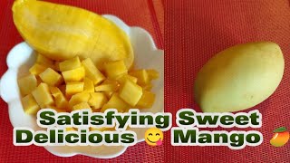 Lets Peel Cutting Slicing Thailand Sweet Mango 🥭 Satisfying ASMR [upl. by Lanor]