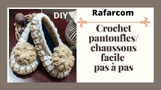 Crochet Pantoufles Chaussons facile Pas à Pas part 2 [upl. by Zoa192]