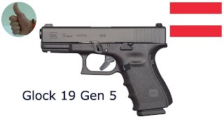 Glock 19 5th generation 9 mm Parabellum 9x19 mm9 mm Luger [upl. by Allimaj]