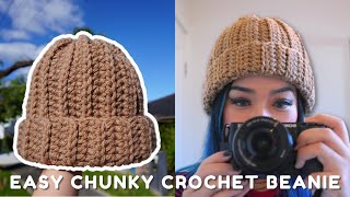 Easy Crochet Chunky Beanie Tutorial [upl. by Torrance369]