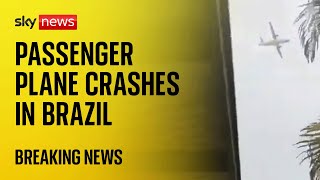 Brazil plane crash No survivors after passenger plane crashes in residential area of Sao Paulo [upl. by Gyimah]